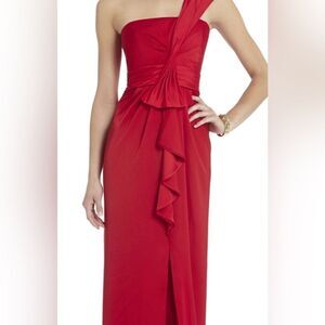 BCBGMAXAZRIA Barbara One Shoulder Gown in Red Sz 2